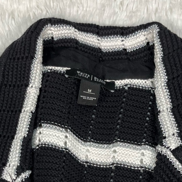 White House Black Market | Black & White Striped Cardigan Blazer - Picture 3 of 4